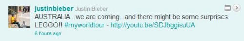 Justin Bieber's My World Tour Hits Australia