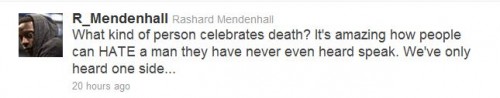 Rashard Mendenhall - Tweet #1 Rashard Mendenhall - Tweet #1